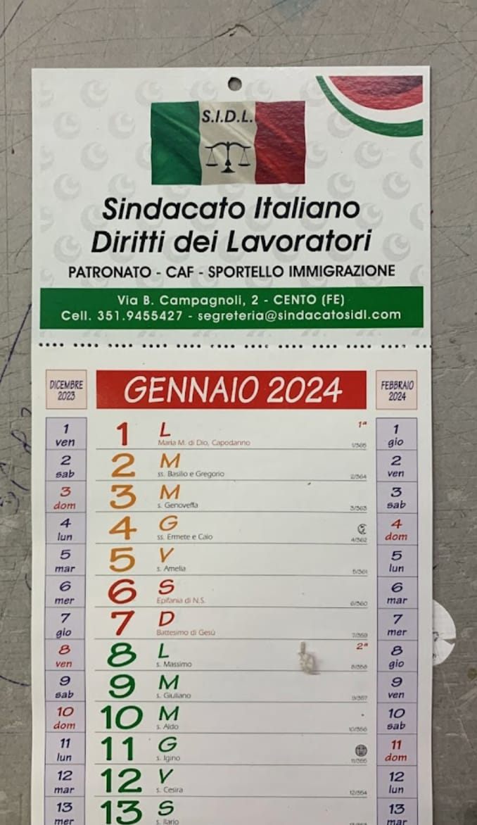 Customer photo review of Calendario Slim
