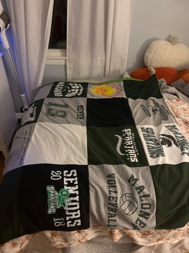 T-shirt quilt featuring spartans by Makenzie from CT