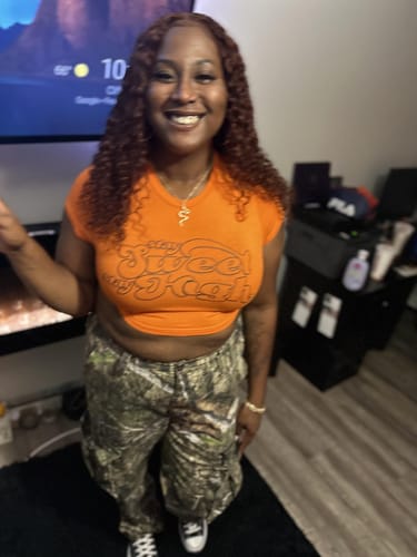 Customer photo review of Luvwin Reddish Brown Wear And Go 13x4 Pre-Cut Lace Jerry Curly Long Human Hair Wigs For Women