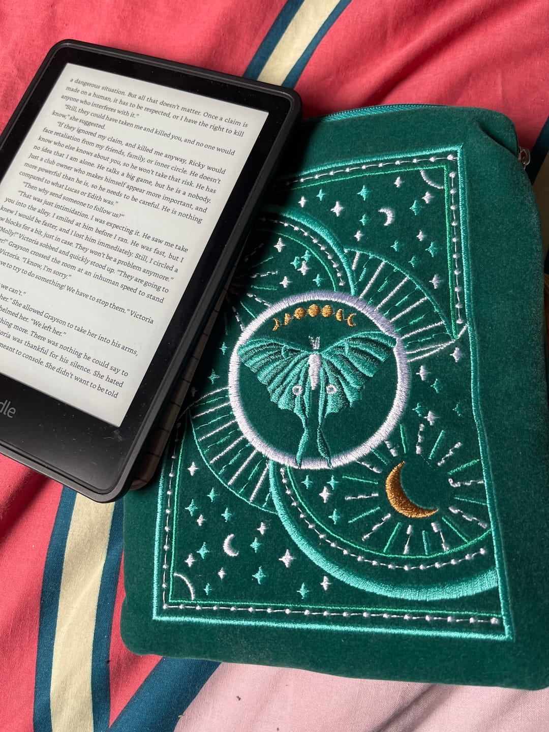 Customer photo review of Luna Moth Kindle & E-Reader Sleeve