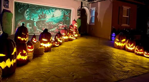 Customer photo review of Halloween Night Mystery Graveyard Garage Door Cover Banner Backdrop