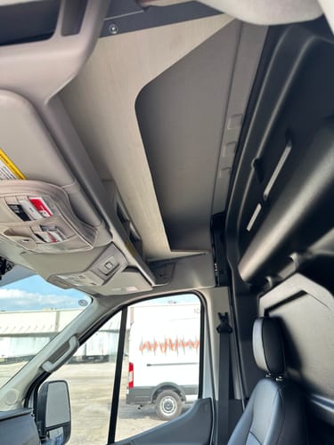 Customer photo review of Ford Transit Headliner Shelf DIY Kit