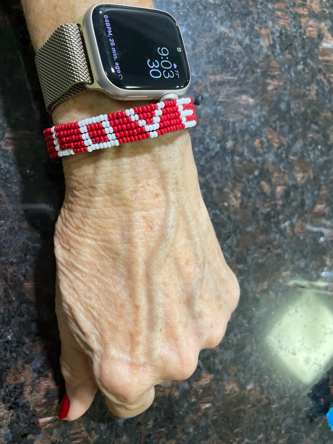 Customer photo review of LOVE Bracelet - Red/White