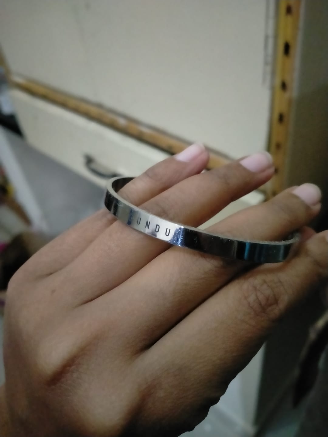 Customer photo review of Personalised Silver Kada