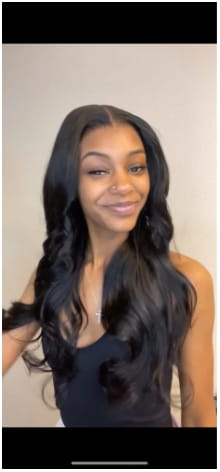 Customer photo review of Wavymy HD Lace Wear Go Wigs Dome Cap Glueless Straight  4x6 Lace Closure Wigs 180% Density