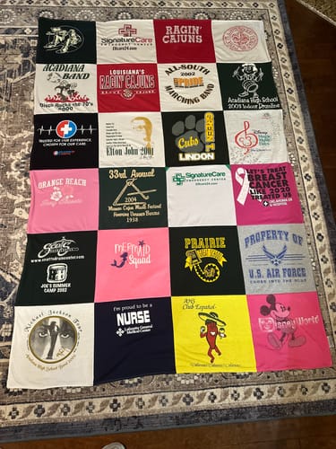T-shirt quilt from university of louisiana at lafayette by Virginia from LA