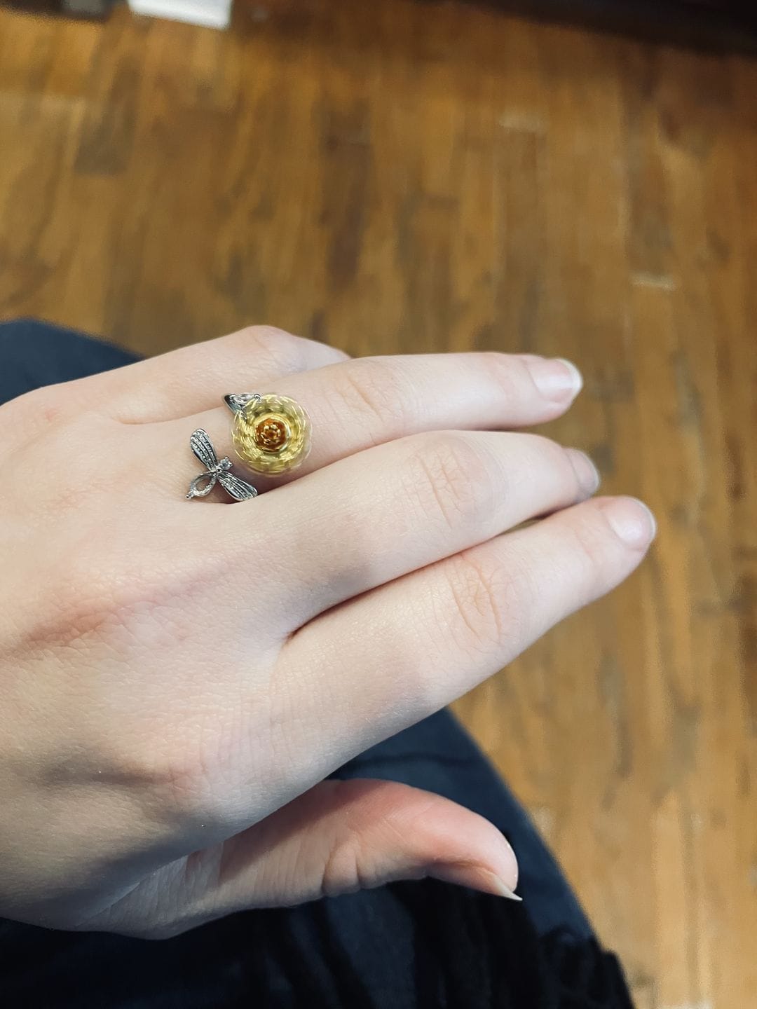 Customer photo review of Spinning Sunflower & Bee Ring