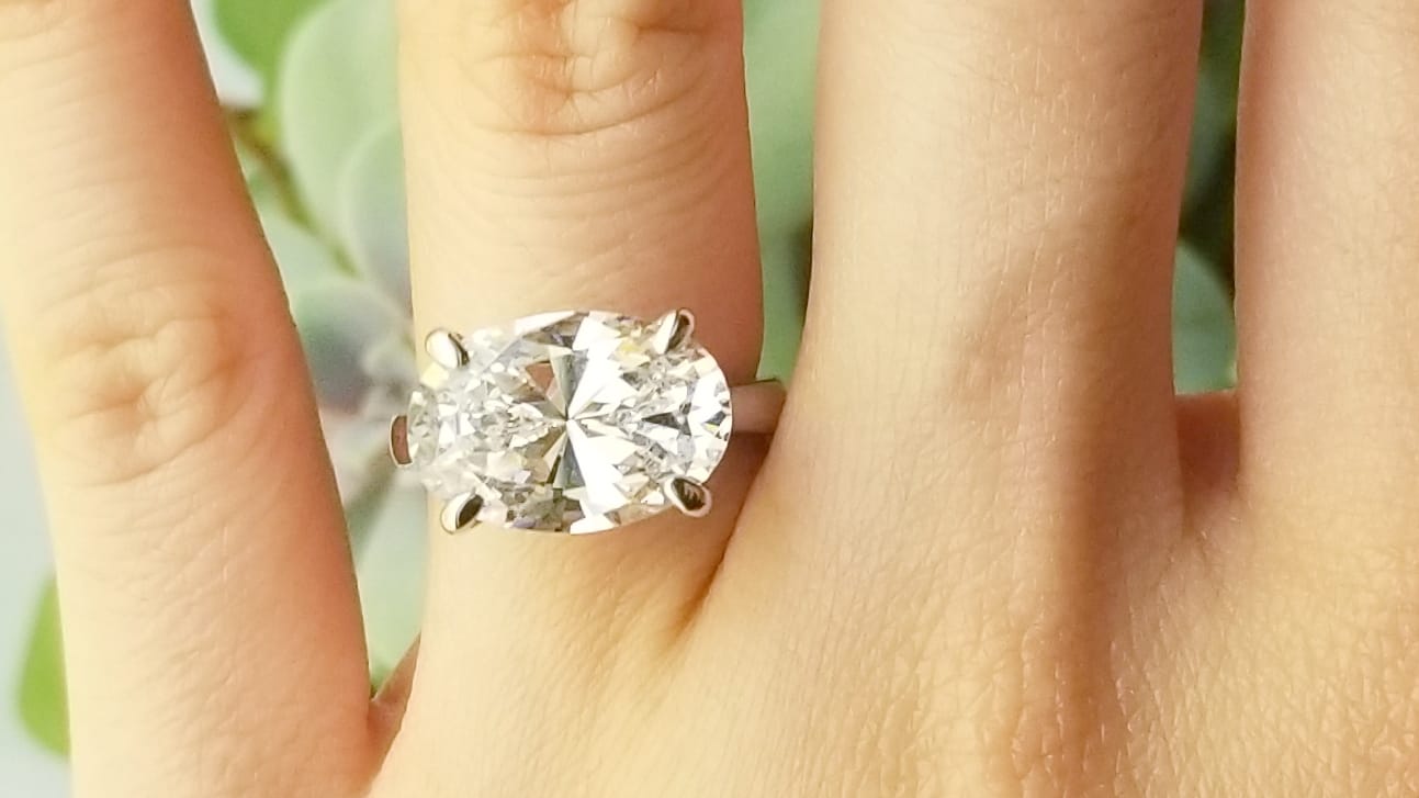 Customer photo review of Solitaire East-West 5.5ct Oval CZ Ring in Sterling Silver