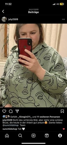 Customer photo review of Midi Face Musselin Bluse - Matcha