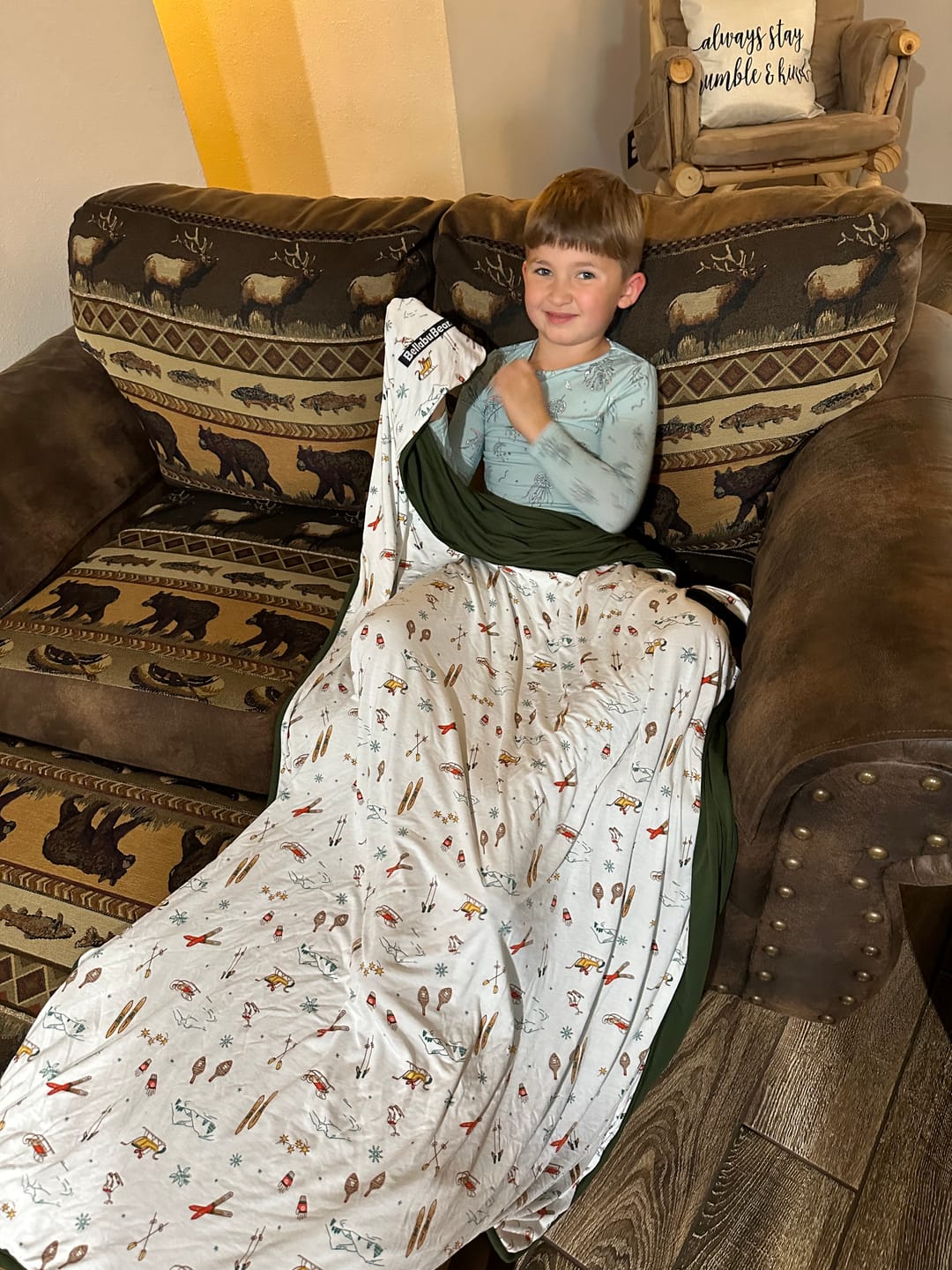 Customer photo review of Vintage Holiday Bamboo Blanket