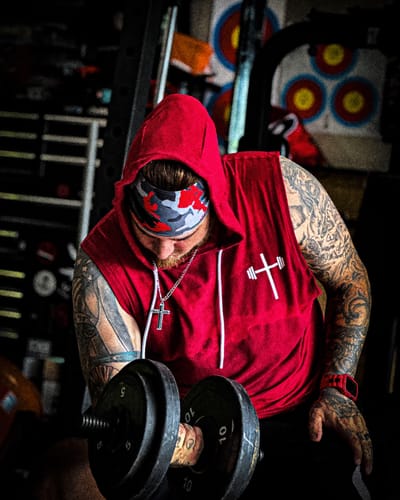 Customer photo review of Sleeveless Hoodie - Red
