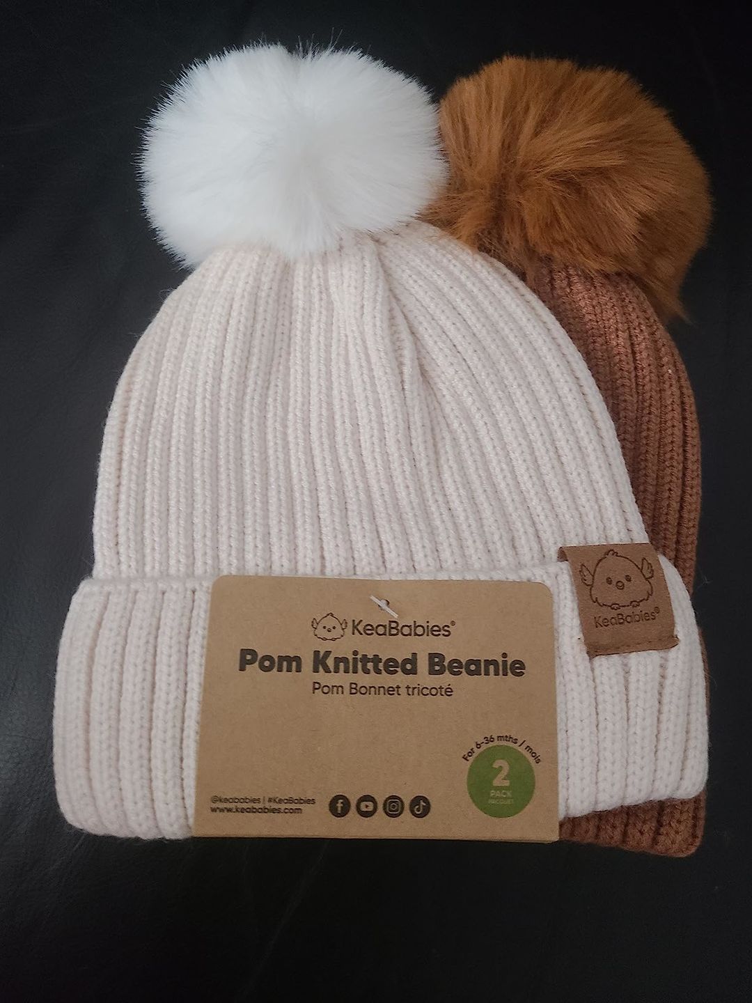 Customer photo review of 2-Pack Pom Knitted Beanie