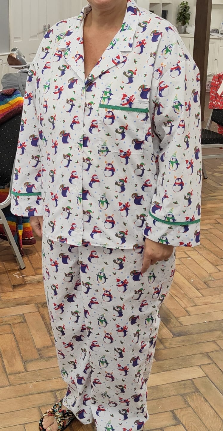 Customer photo review of Christmas Penguins on White Polycotton Fabric