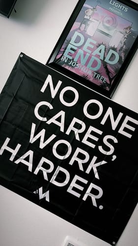 Customer photo review of No One Cares Work Harder Flag