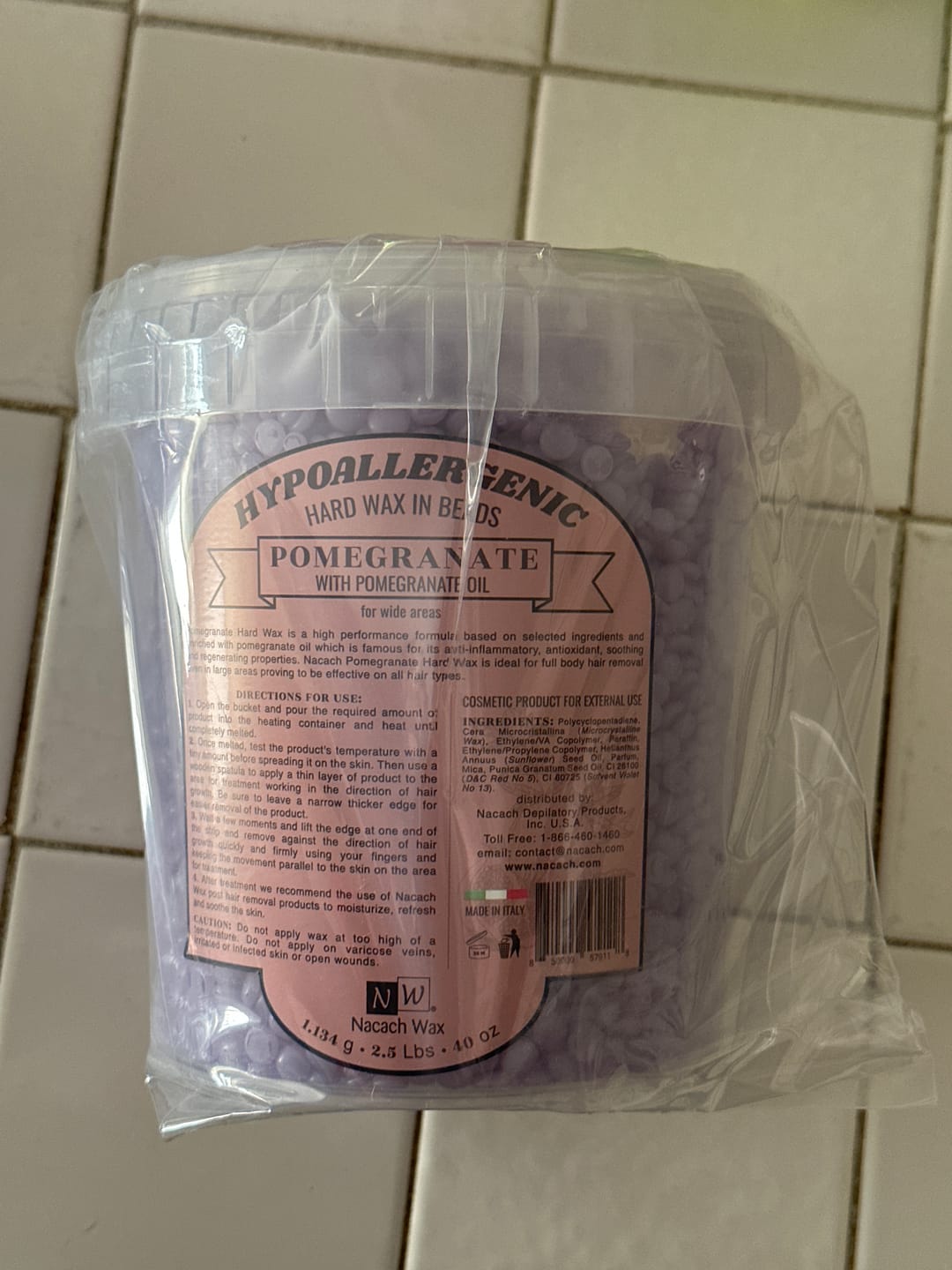 Customer photo review of Pomegranate Hypoallergenic Hard Wax