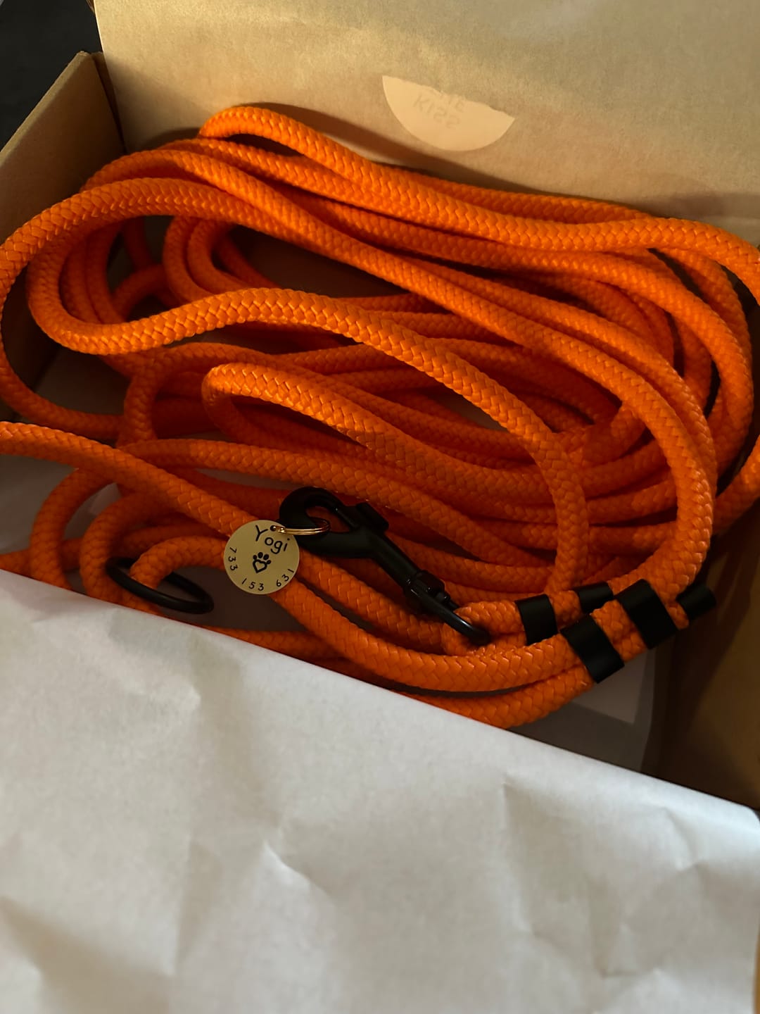 Customer photo review of Smycz linowa "Tiger Orange" - czarne okucia
