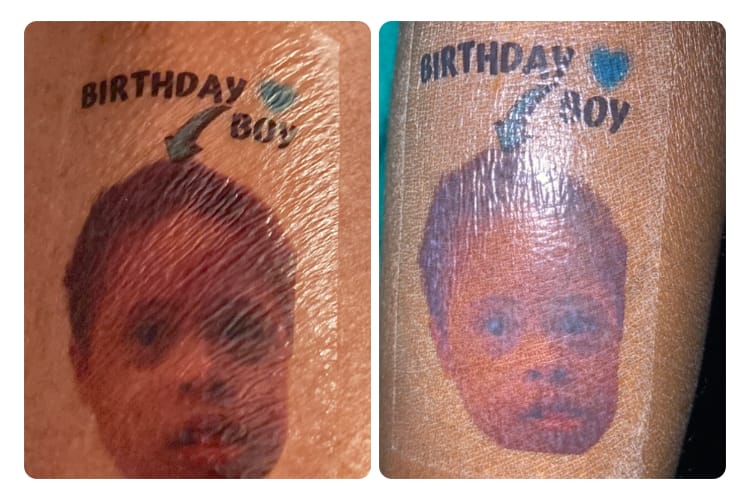 Customer photo review of Baby Birthday Boy Tattoo
