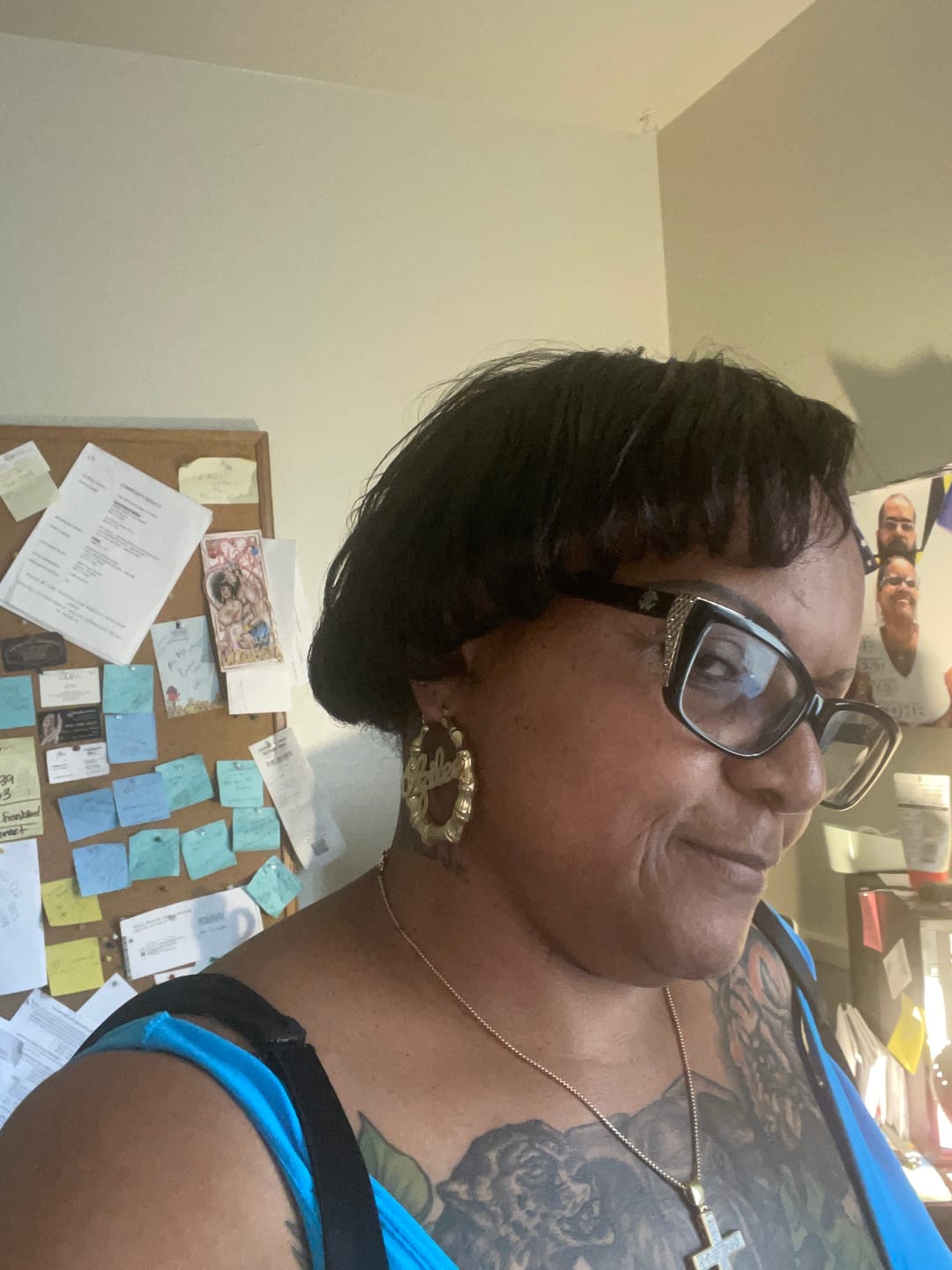 Customer photo review of 2" Bamboo Name Earrings