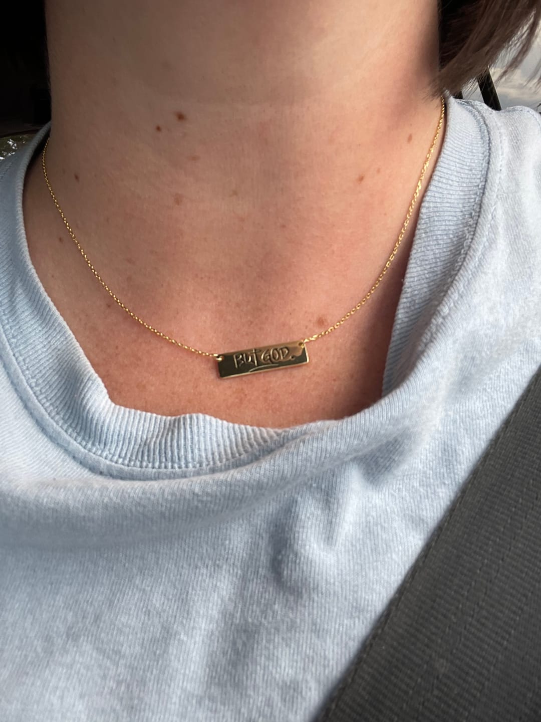 Customer photo review of but God necklace
