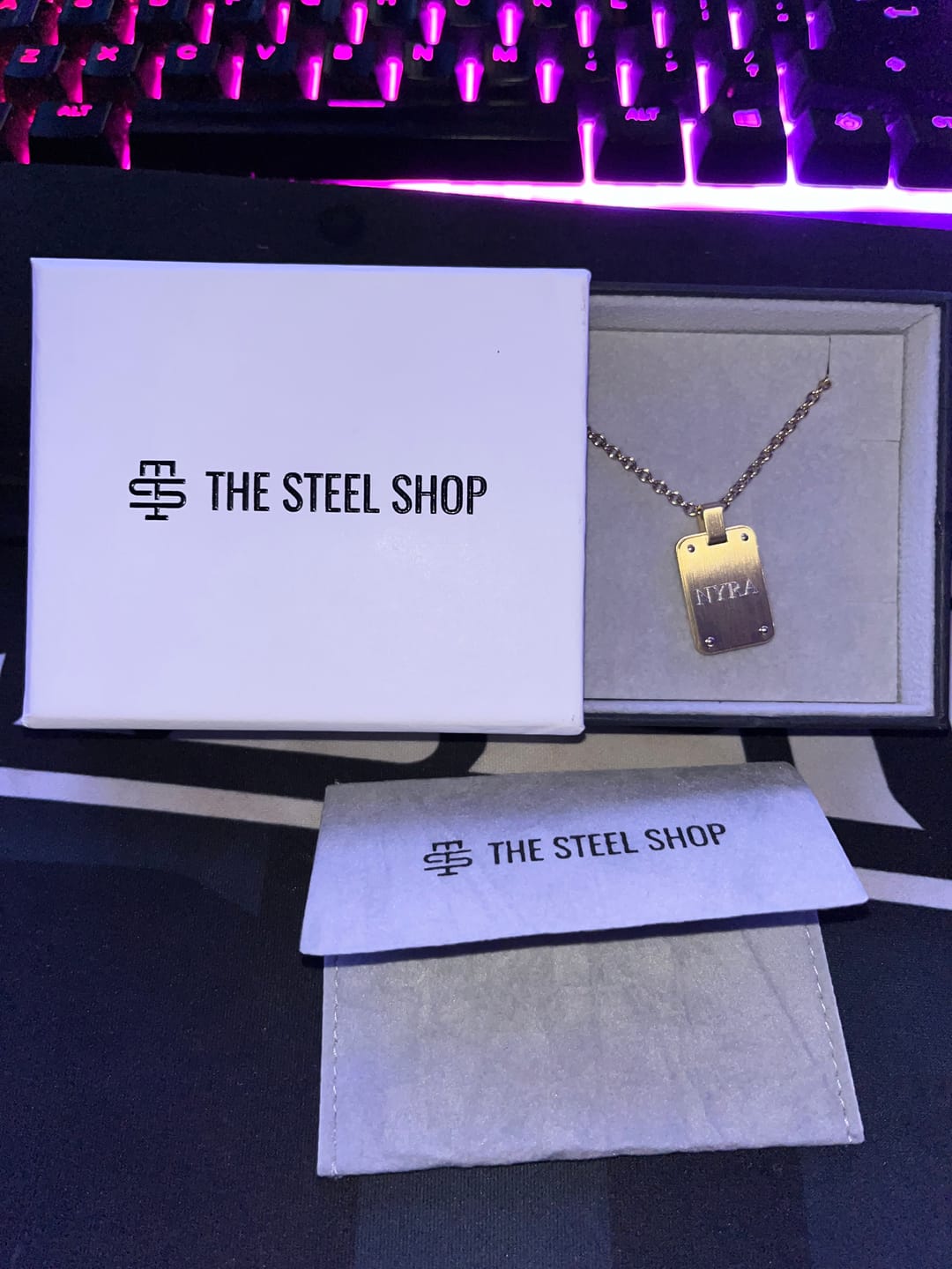 Customer photo review of Minimal Matte Dog Tag