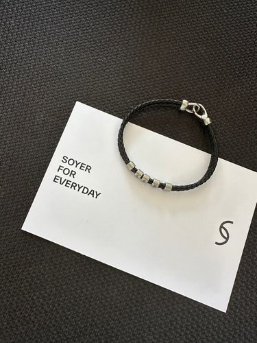Customer photo review of Braided Leather Bracelet with Custom Beads - Silver