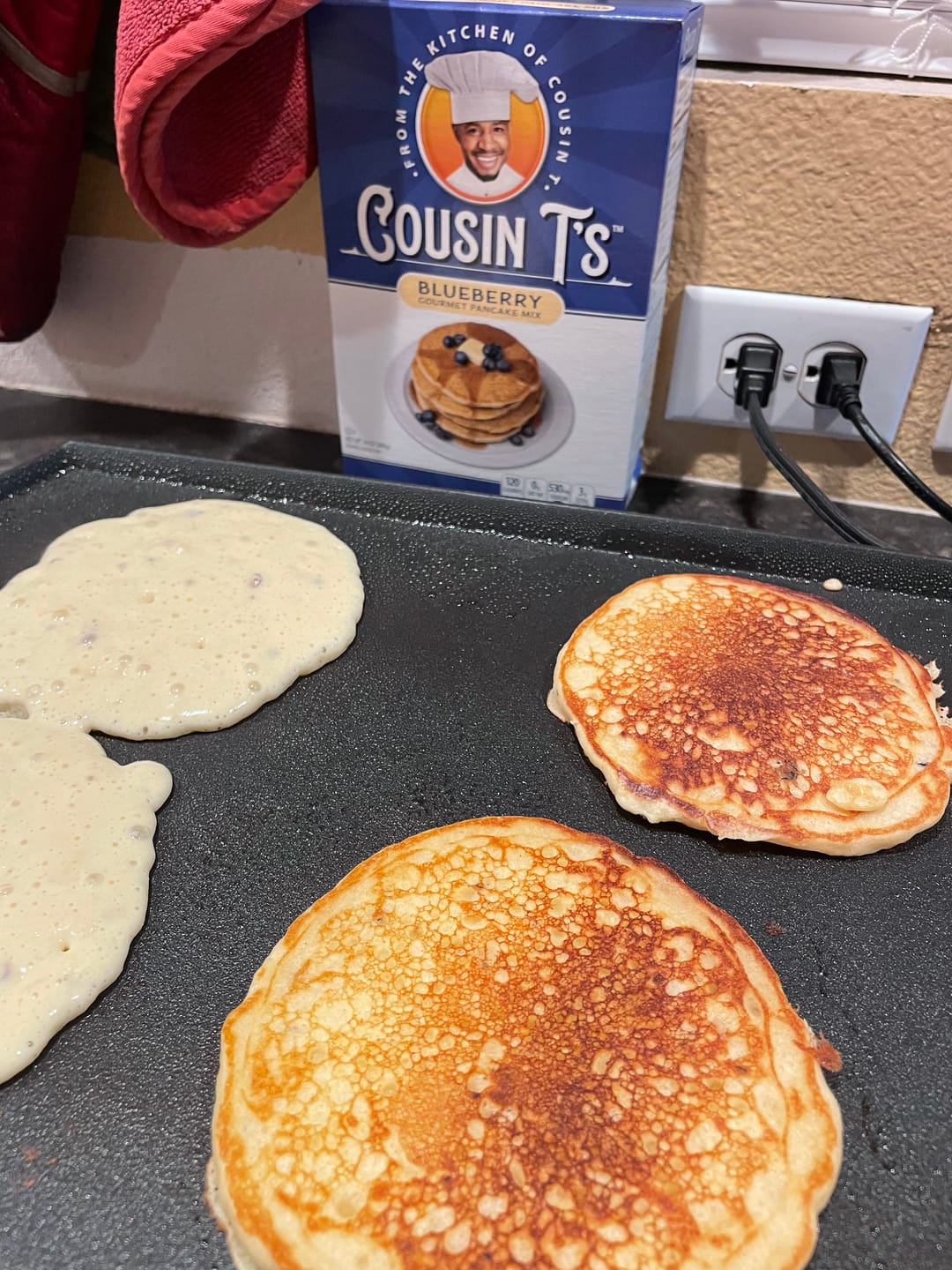 Customer photo review of Cousin T's Blueberry Gourmet Pancake Mix (2 Pack)