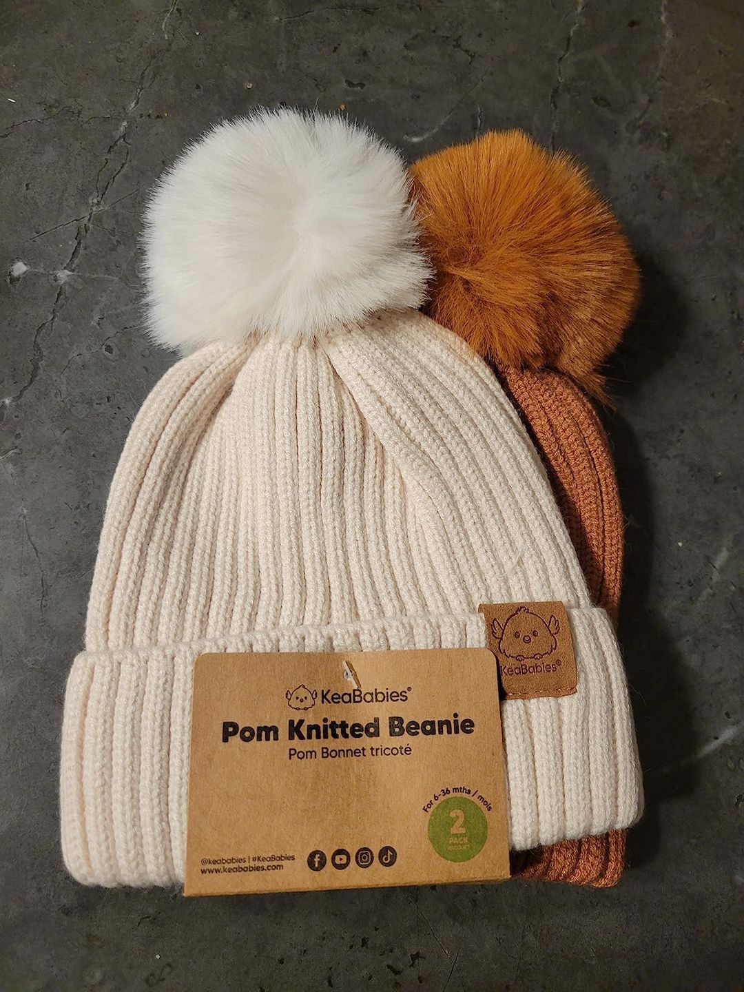 Customer photo review of 2-Pack Pom Knitted Beanie