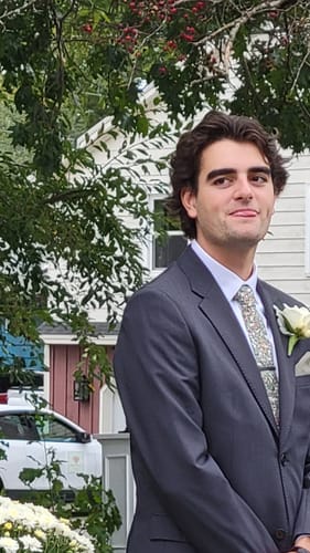 Customer photo review of Sage (solid) and Floral Sage Tie and Sock Groom Set