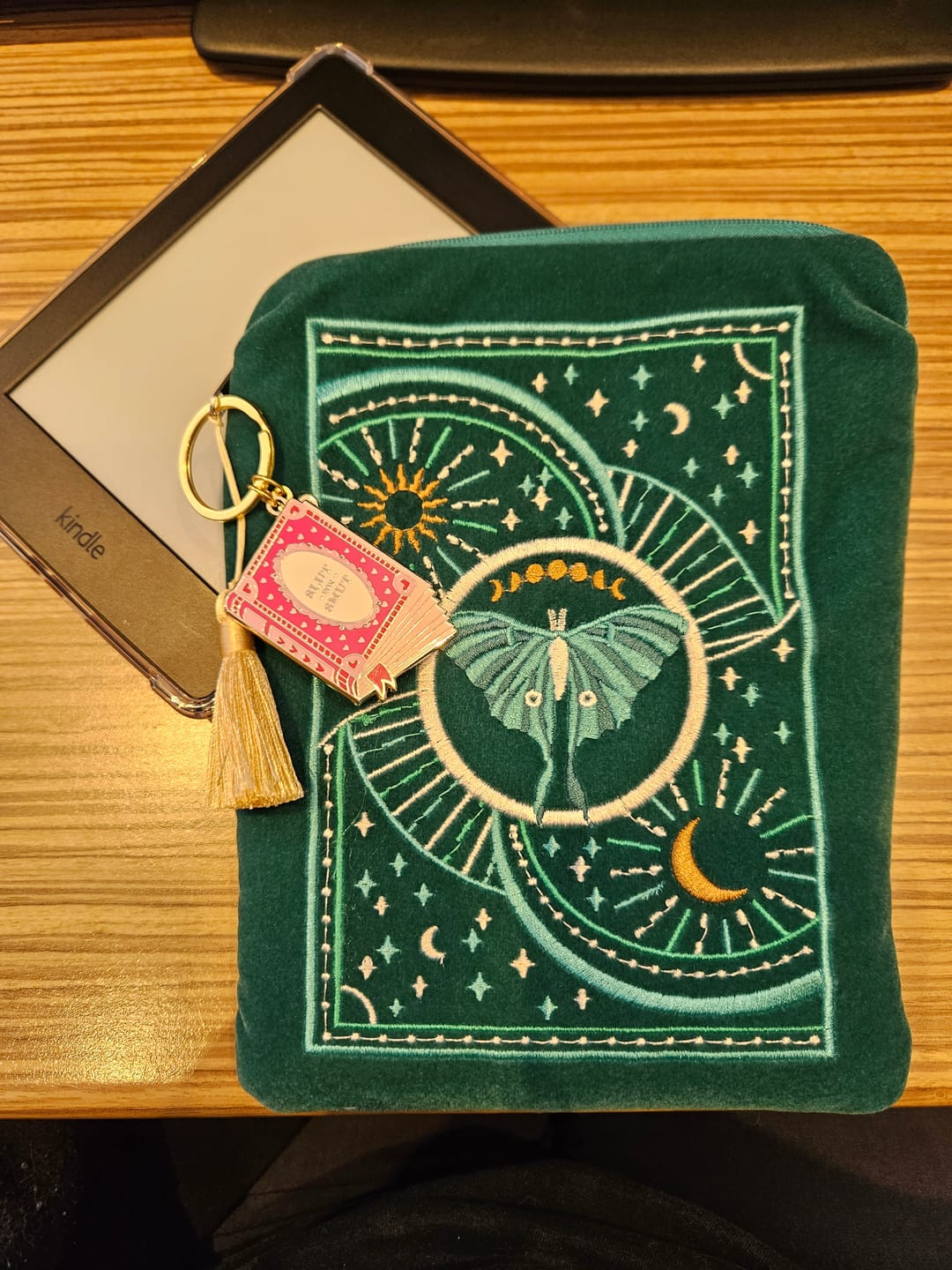 Customer photo review of Luna Moth Kindle & E-Reader Sleeve