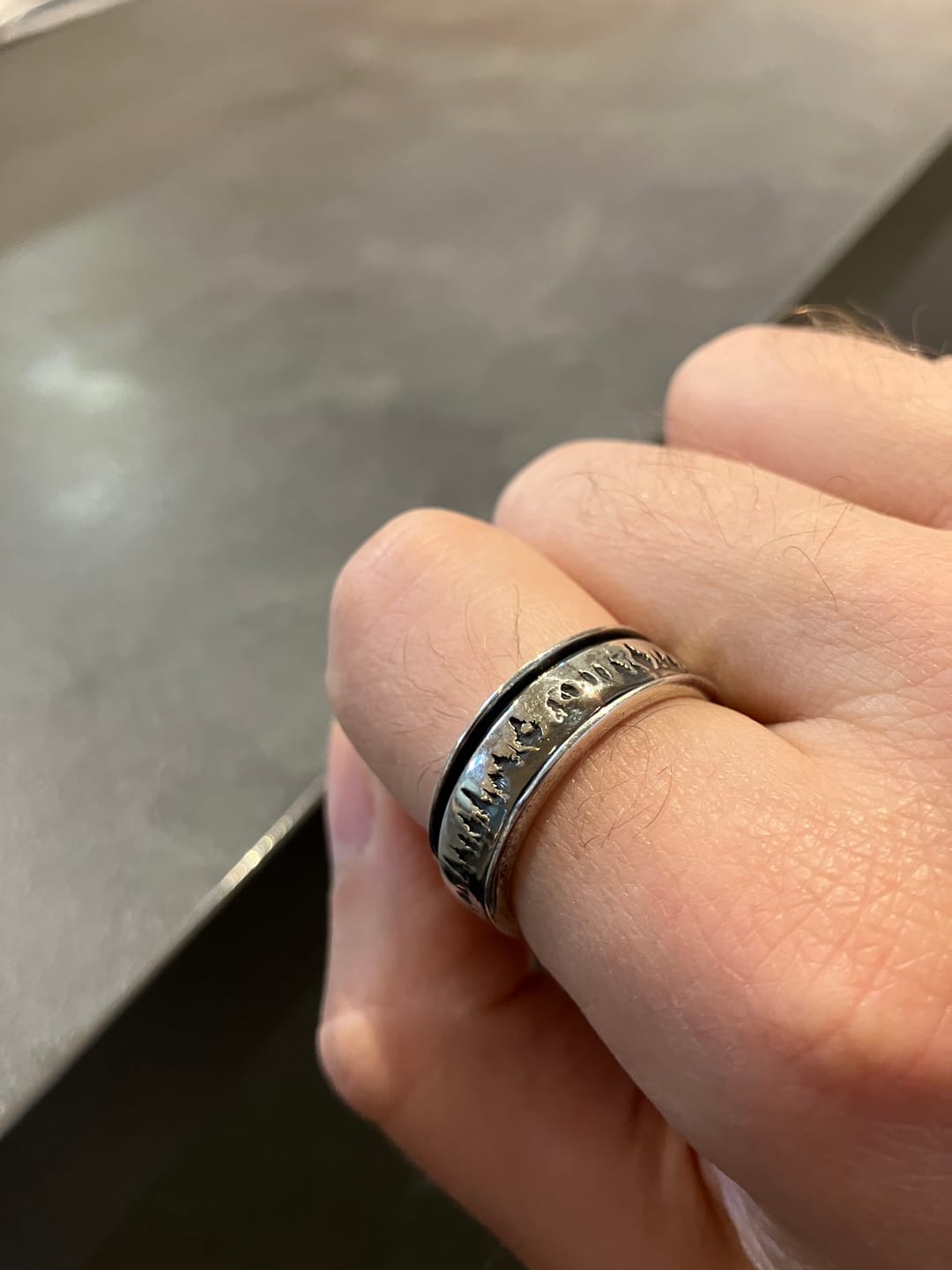 Customer photo review of Forest Fidget Men's Ring Sterling Silver