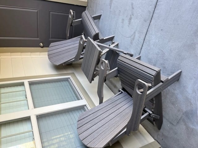 Customer photo review of Set of 2 - DuraWeather Poly® Unwind Edition King Size Folding Adirondack Chairs With Built In Cupholders + 1 Folding End Table With Removable Tray
