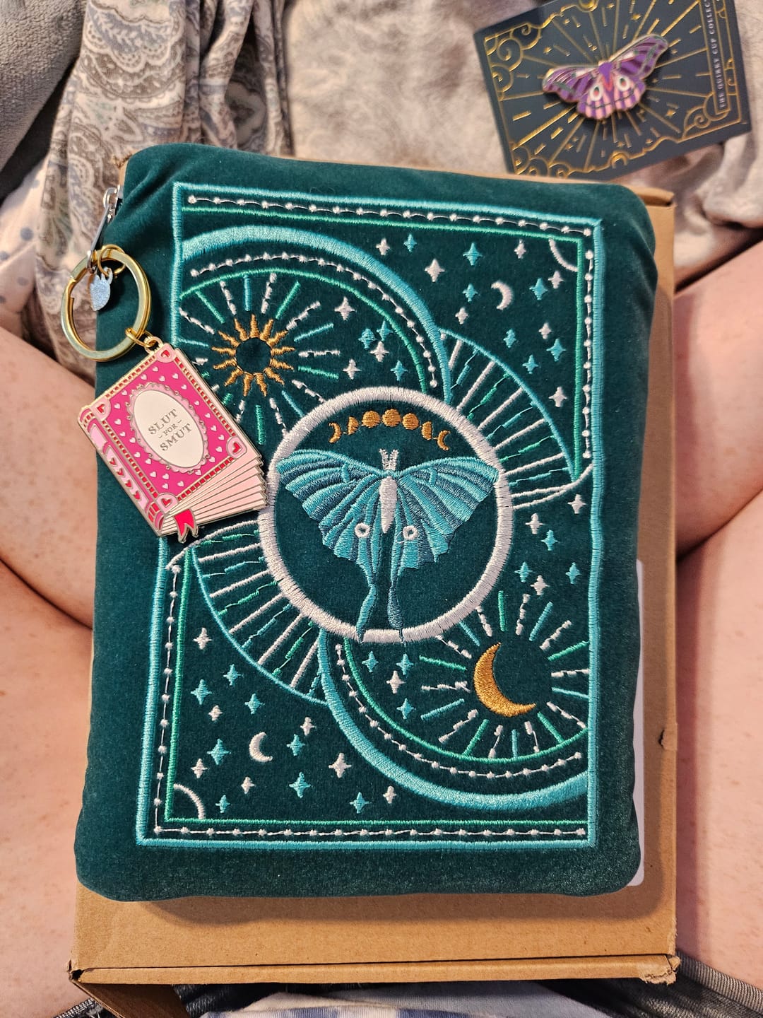 Customer photo review of Luna Moth Kindle & E-Reader Sleeve
