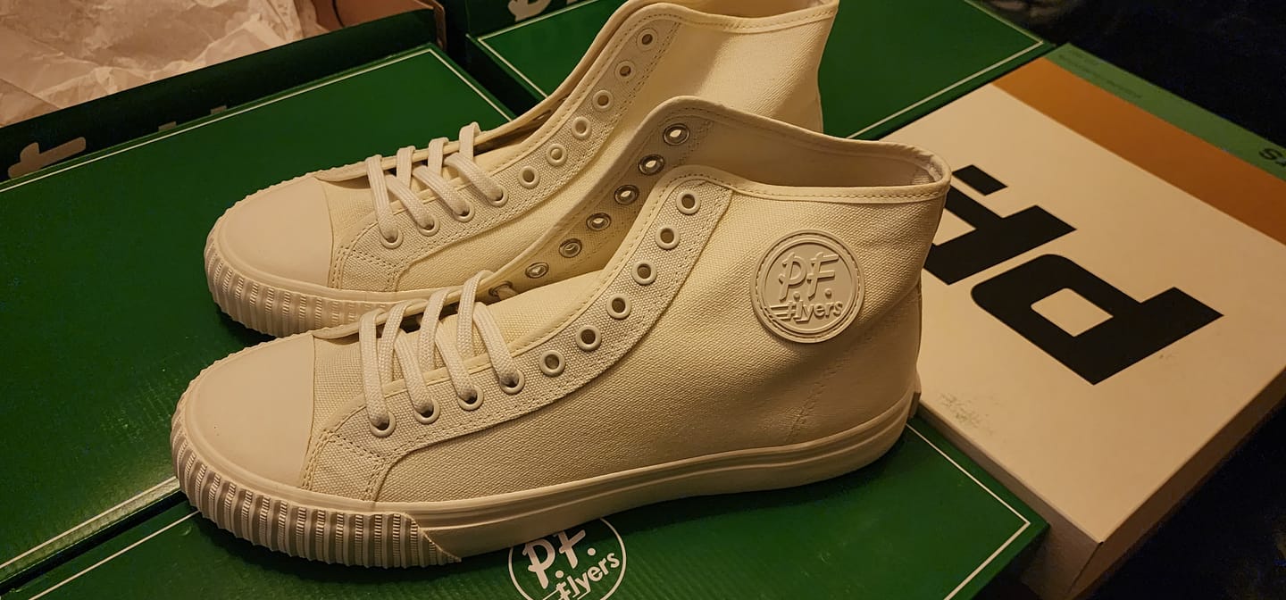 Customer photo review of Sea Salt Center Hi Top | Unisex Canvas Sneaker