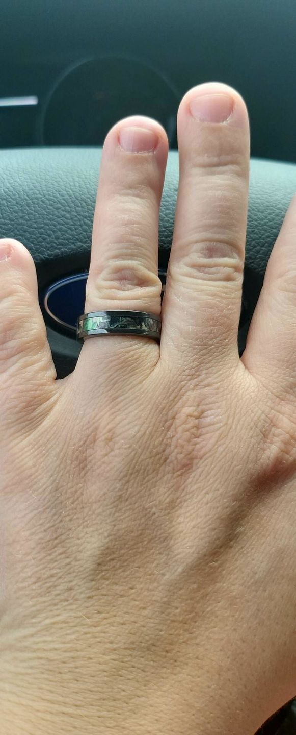 Customer photo review of Realtree Timber Camo Ring in Black - Choose Width