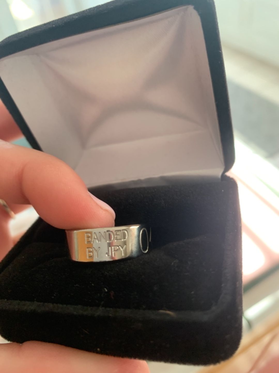 Customer photo review of Duck Band in Titanium 8mm Wide - Customizable