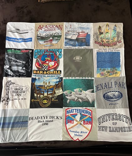 T-shirt quilt from university of new hampshire by Pam from NH