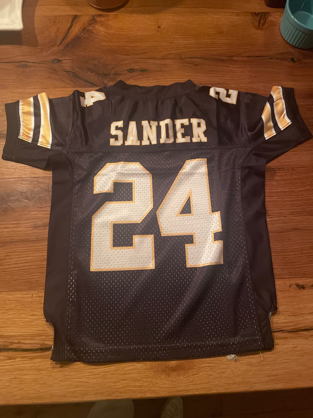 Customer photo review of Custom Black White-Gold Classic Style Mesh Authentic Football Jersey