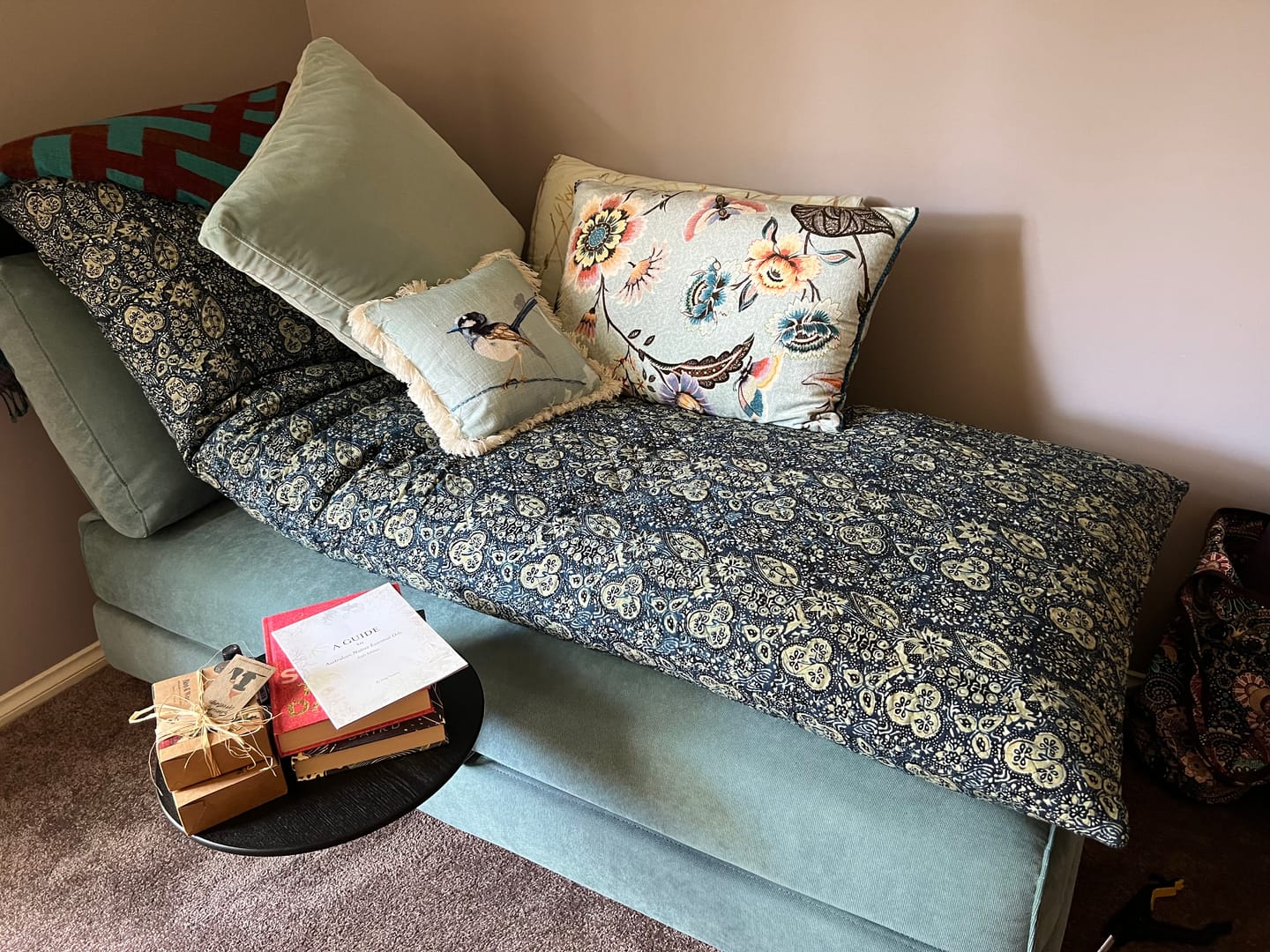 Customer photo review of Ajrakh Fig Leaf Blue- Yoga Nidra and Meditation Futon COVER ONLY