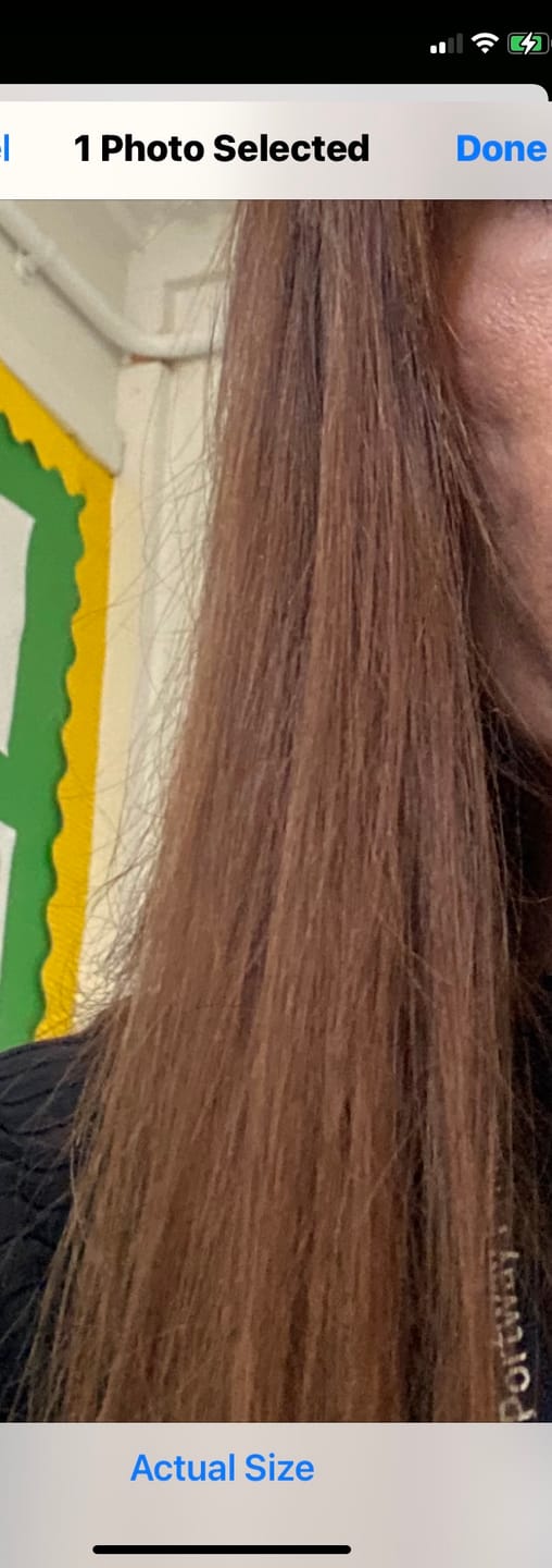 Customer photo review of 18" Seamless Five Piece Clip-in Human Hair Extension (105g)