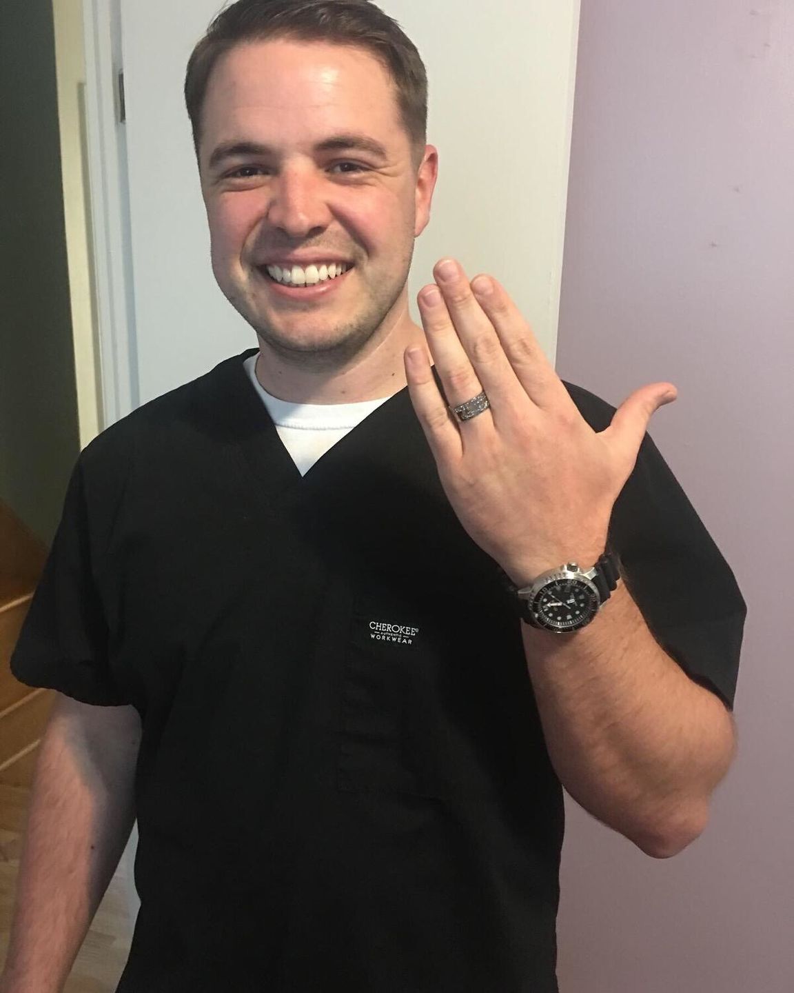 Customer photo review of Duck Band Wedding Ring - 10mm Titanium