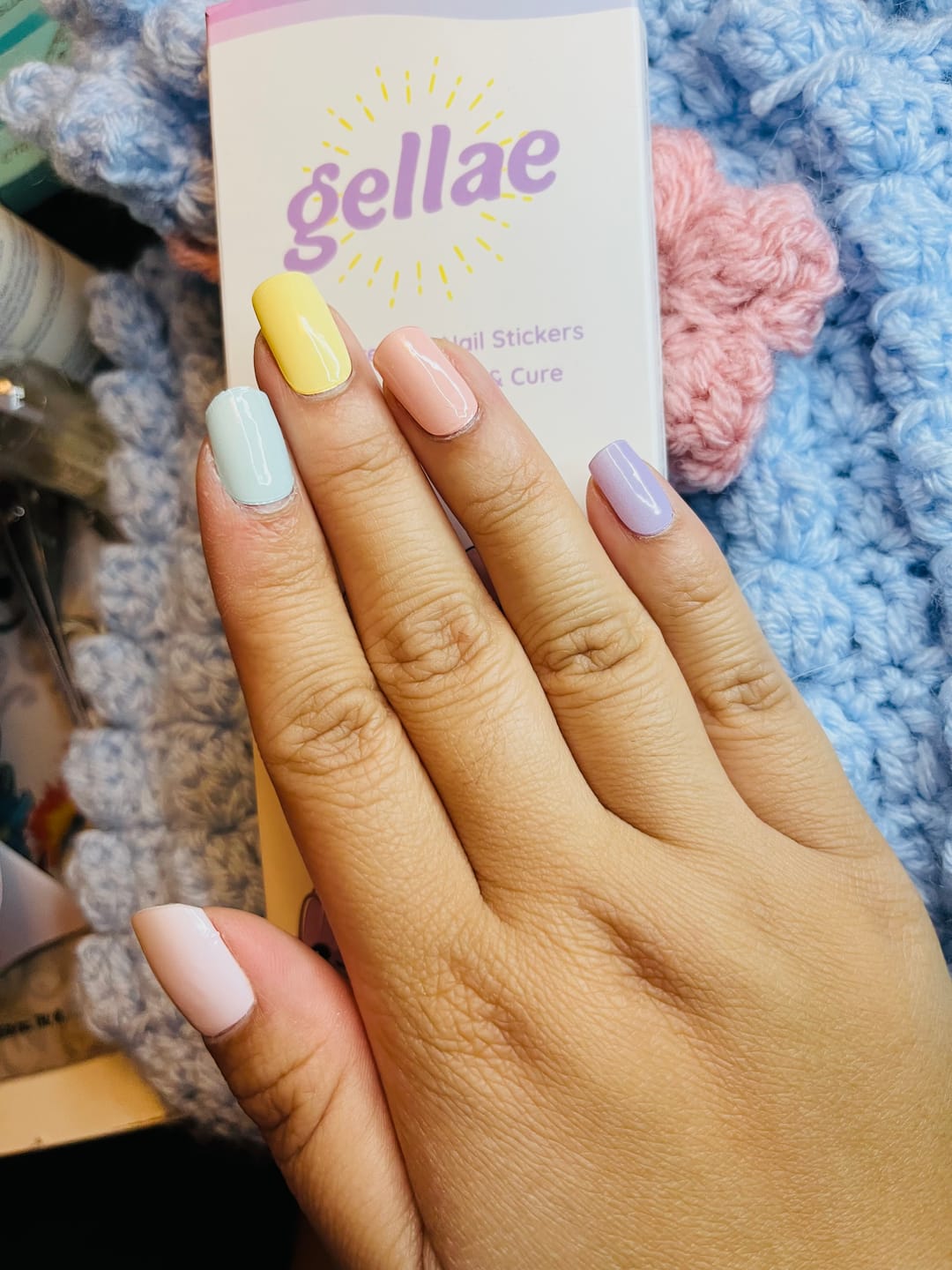 Customer photo review of Pastel Rainbow DIY Semicured Gel Nail Sticker Kit