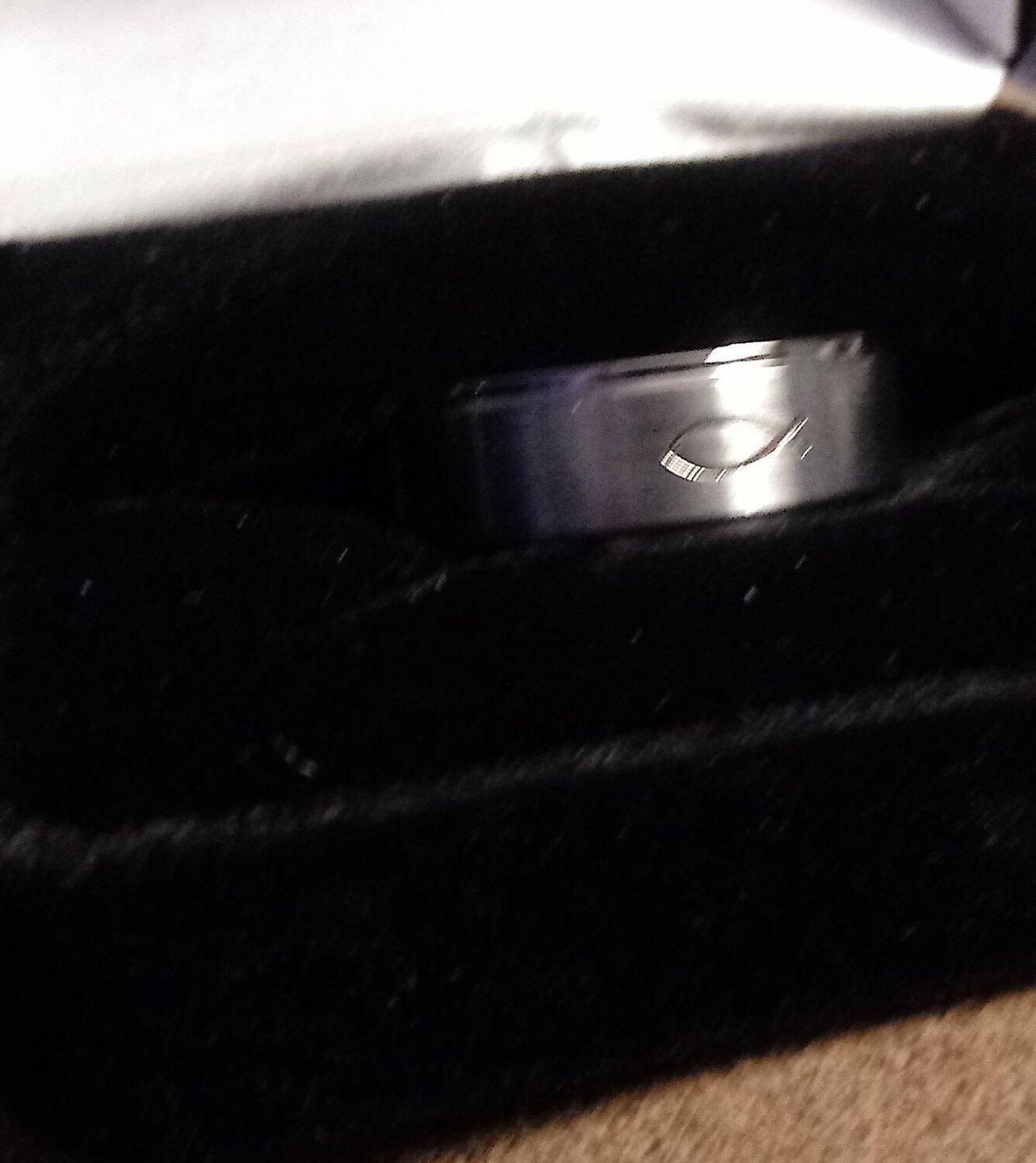 Customer photo review of Christian Wedding Band Titanium - Cross & Fish