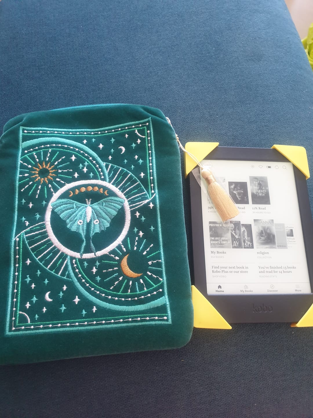 Customer photo review of Luna Moth Kindle & E-Reader Sleeve