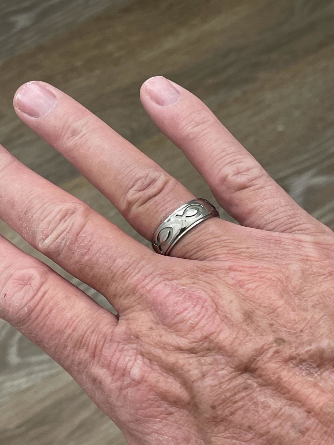 Customer photo review of Jesus Fish Ring  - Titanium 8mm