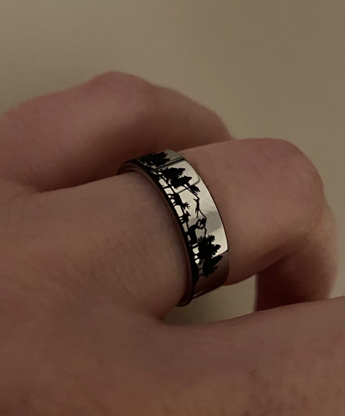 Customer photo review of Forest Scene Ring with Animals and Trees - Tungsten  6mm - 10mm