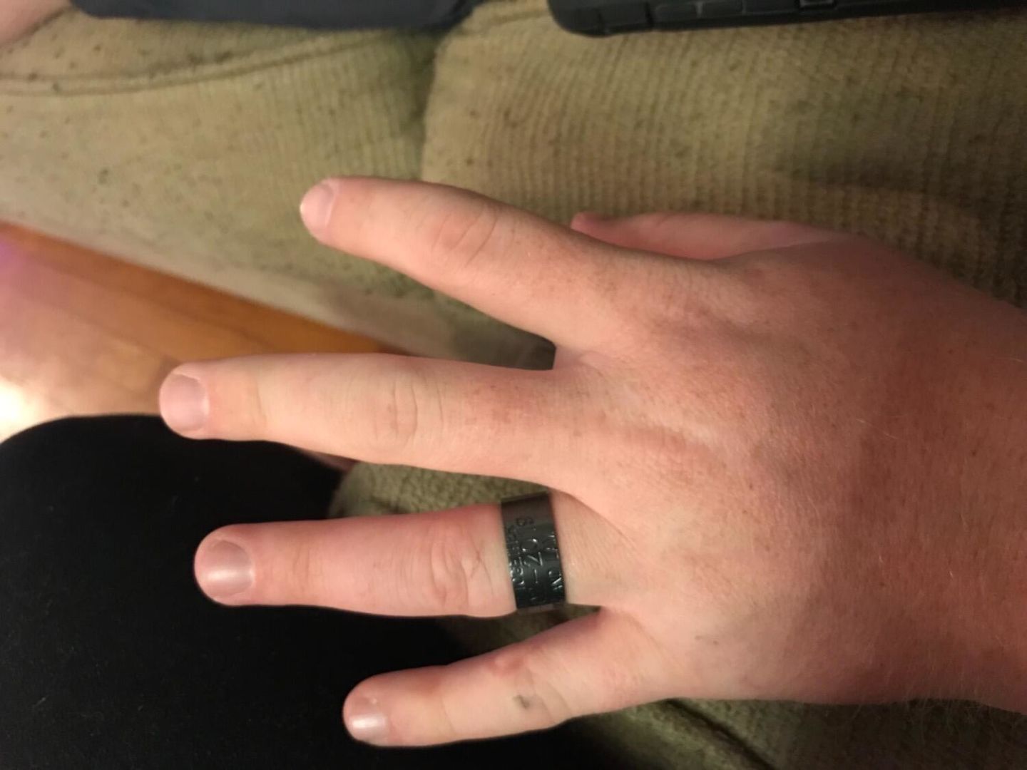 Customer photo review of Black Duck Band Ring - Zirconium 10mm