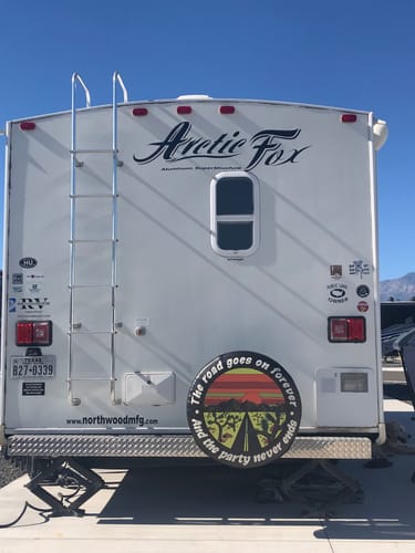 Customer photo review of Custom Spare Tire Cover for Jeep, RV, Bronco Camper, Trailer, & More