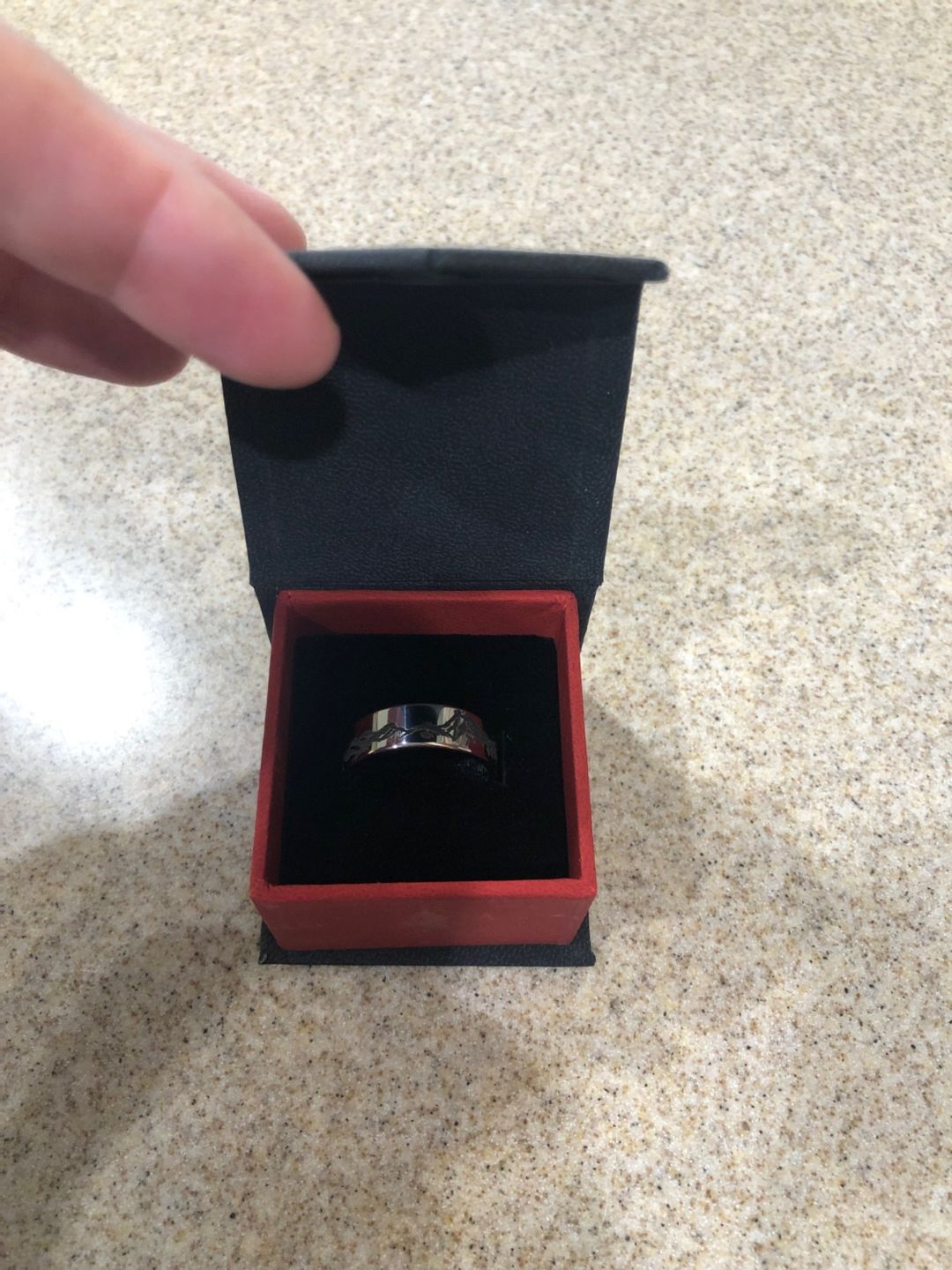 Customer photo review of Mountain Range Outdoors Ring - Tungsten - 4mm - 10mm