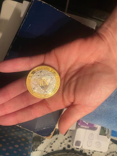 Customer photo review of 12 Year 40mm Gold & Silver AA Medallion - Bi-Plate Fancy Twelve Year Chip/Coin