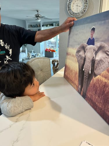 Customer photo review of On the Elephant - Custom Portrait